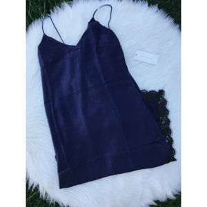 Lush Lace Trim Satin Slipdress